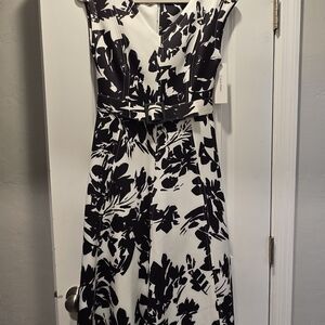 Calvin Klein Black and White Midi Dress
